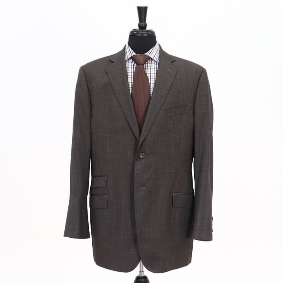 J. Hilburn 43L Brown Solid 2-Button Sport Coat Blazer Jacket G089 - Picture 1 of 11